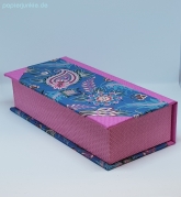 Geschenkpapier Blumenpaisley auf Blau / auf Rosa