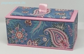 Geschenkpapier Blumenpaisley auf Blau / auf Rosa